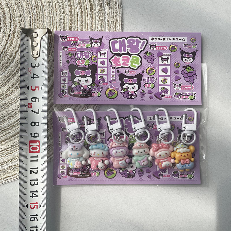 Cute Cartoon Resin Keychain Charms Set