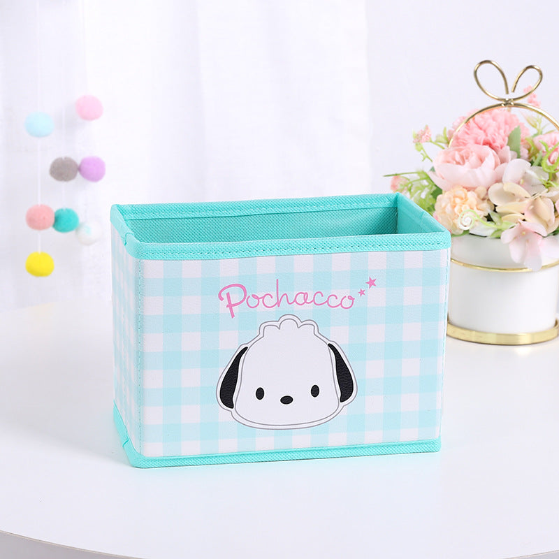 Cute Cartoon Foldable Storage Box, Sweet Desktop Organizer for Cosmetics, Students, Home & Desk
