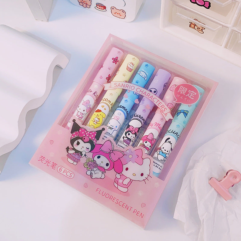 Sa.nrio Crystal 6-Color Highlighter Set