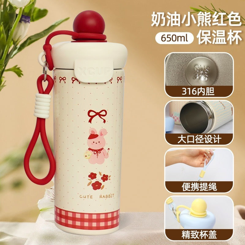 Cute Kawaii  Stainless Steel Travel Tumbler with Handle