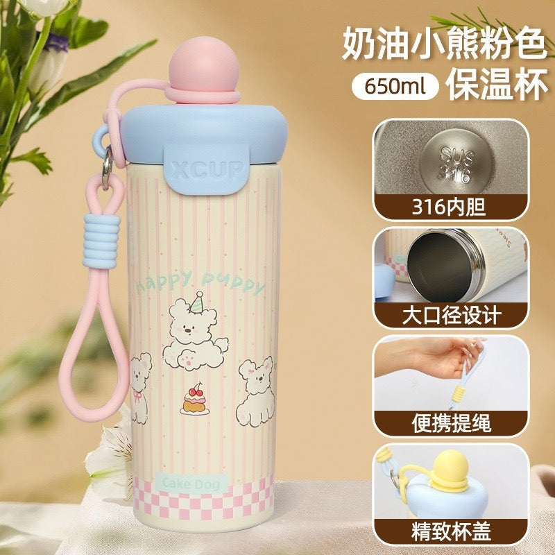 Cute Kawaii  Stainless Steel Travel Tumbler with Handle
