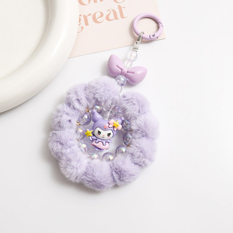 Cute Beaded Phone Charm Keychain