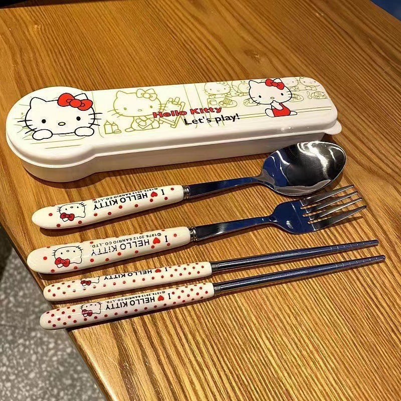 Sanri.o Portable Kids Stainless Steel Utensil Set
