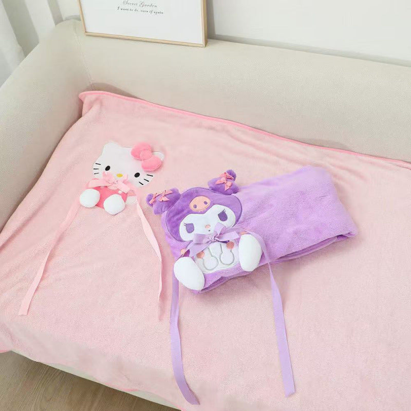 Sanr.io Cute Embroidered Roll-Up Throw Blanket