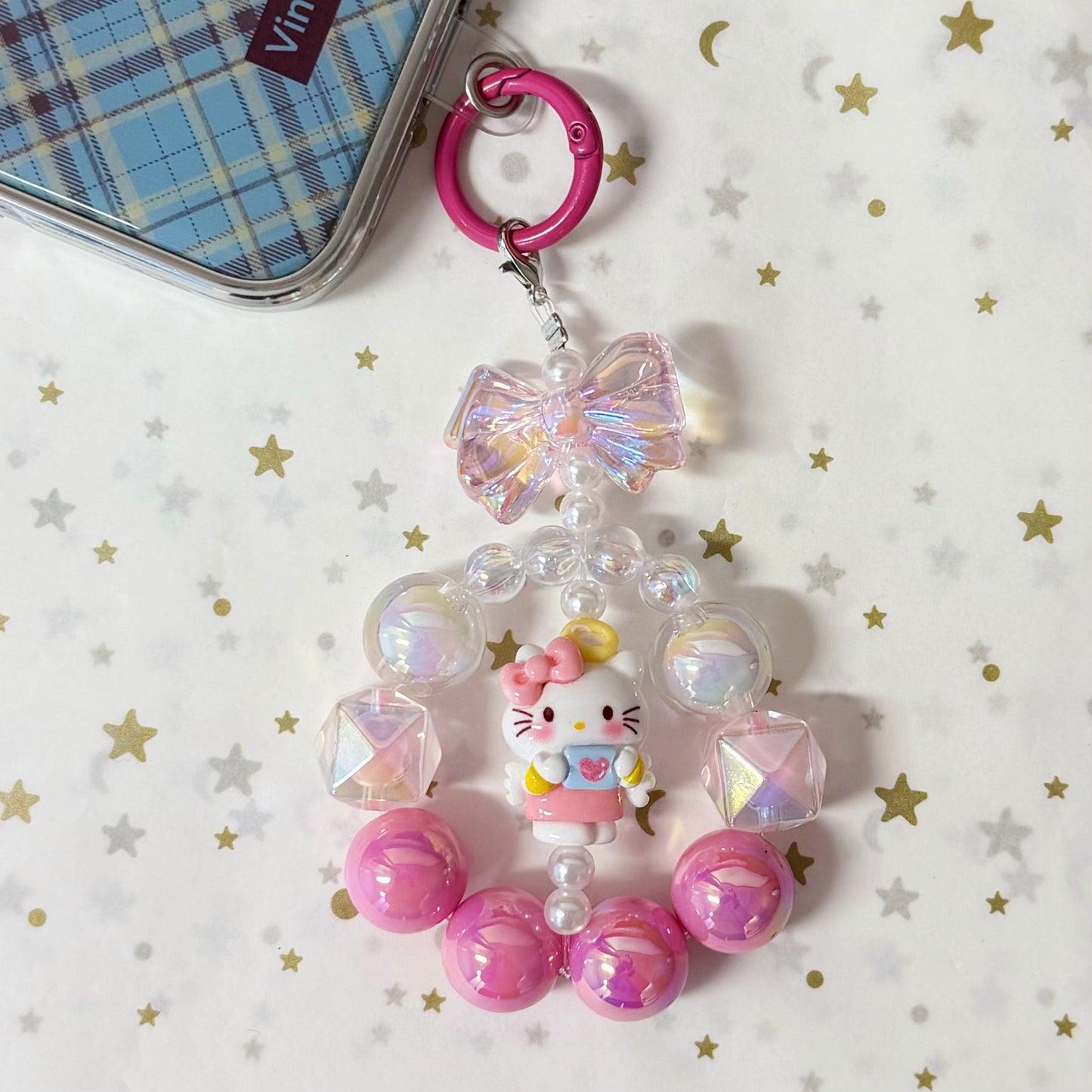 Cute Beaded Phone Charm Keychain