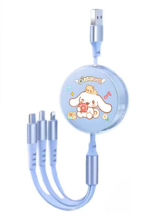 Cute Macaron 120W Retractable 3-in-1 Charging Cable