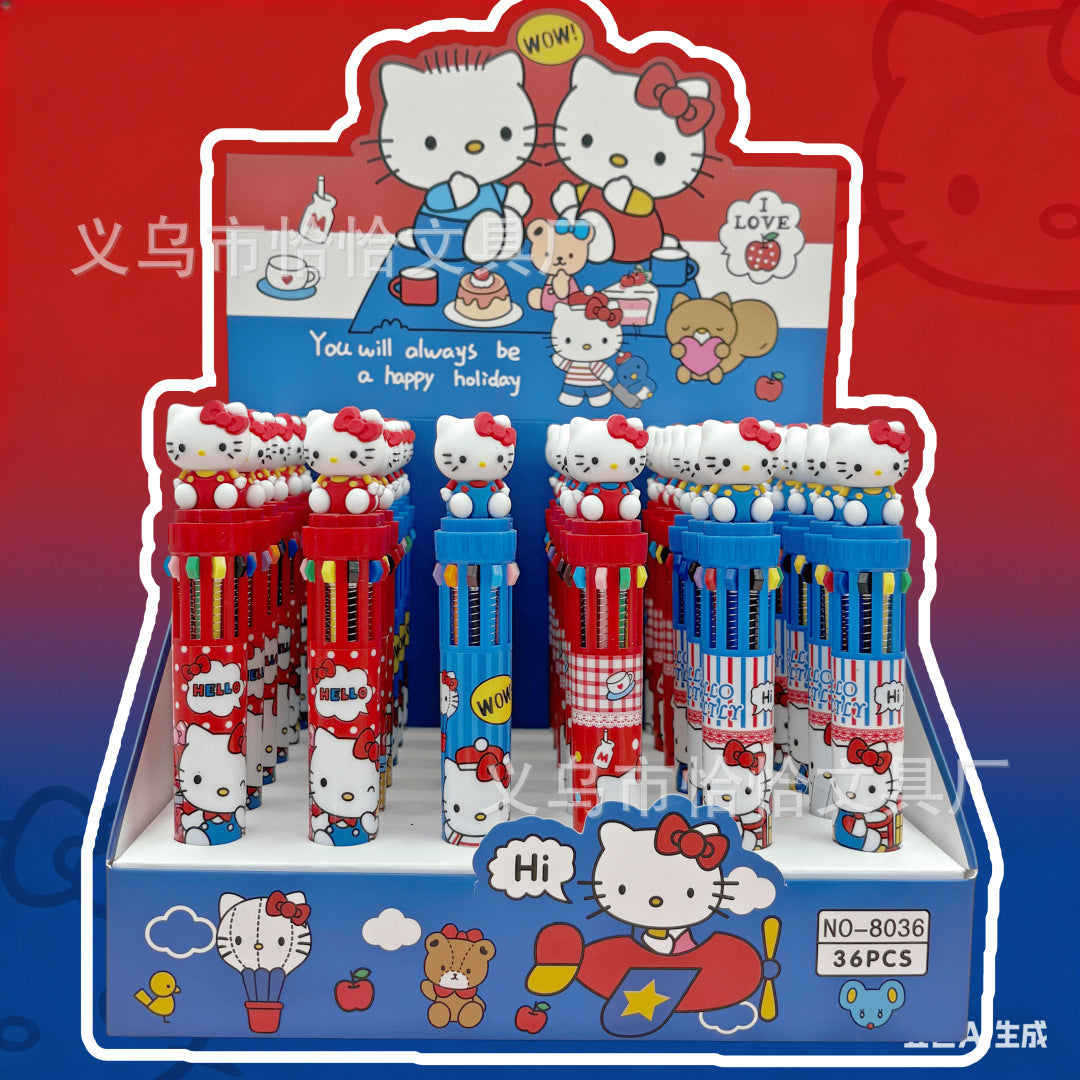 Sanr.io Cute Kawaii 10-Color Click Ballpoint Pen