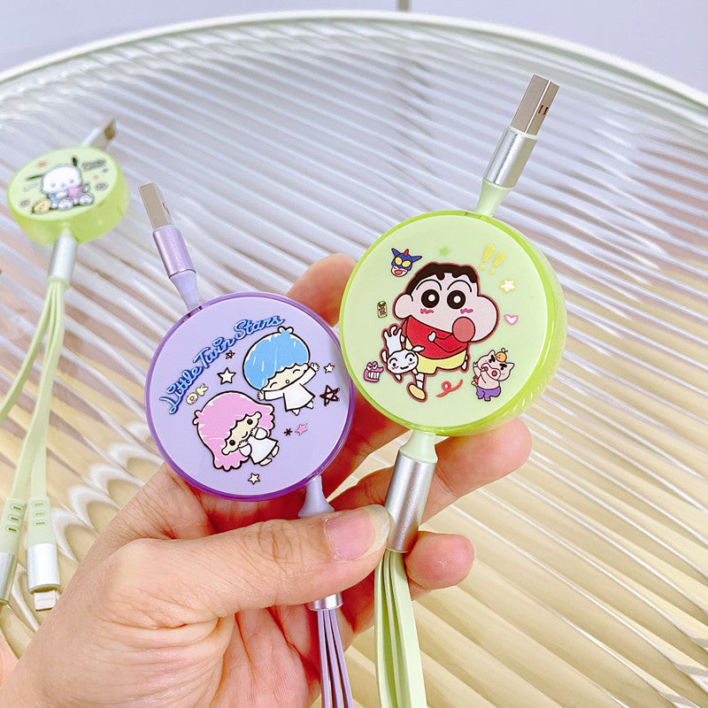 Cute Macaron 120W Retractable 3-in-1 Charging Cable
