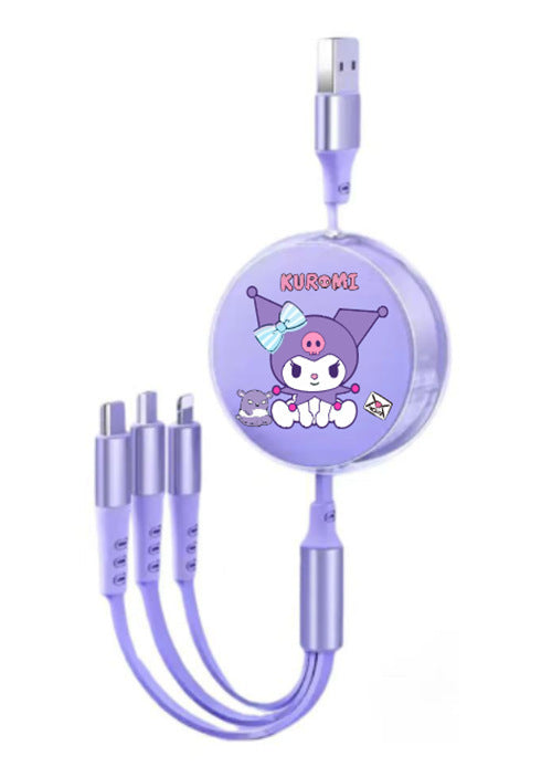 Cute Macaron 120W Retractable 3-in-1 Charging Cable