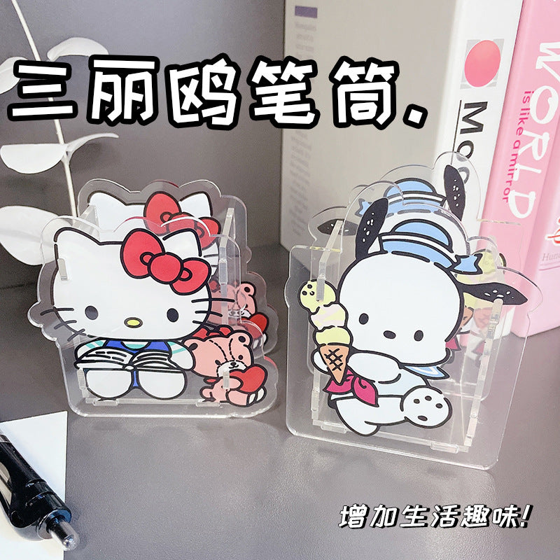 San.rio Cute Acrylic Pen Holder Desk Organizer