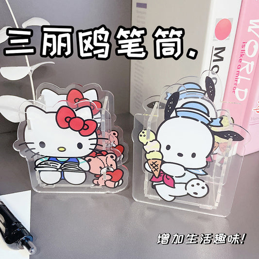 San.rio Cute Acrylic Pen Holder Desk Organizer