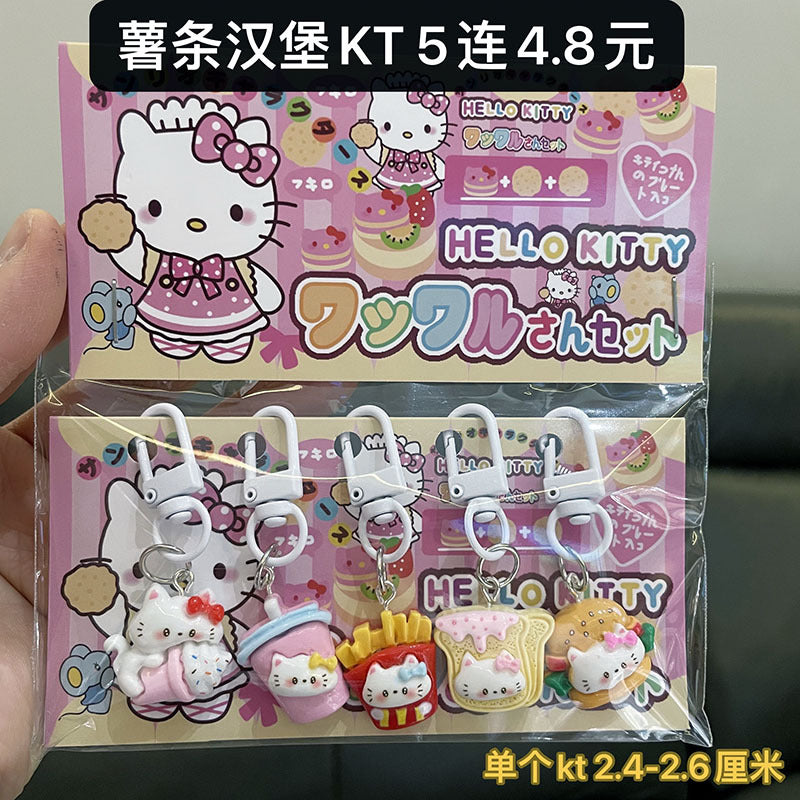 Cute Cartoon Resin Keychain Charms Set
