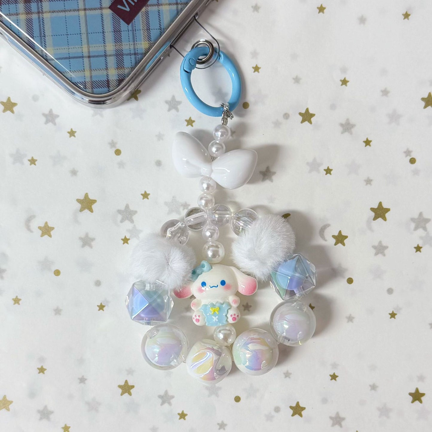 Cute Beaded Phone Charm Keychain