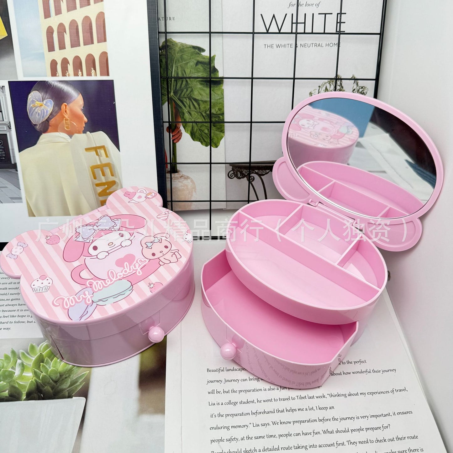 SaNR.IO Cute Kawaii Jewelry Box with Mirror