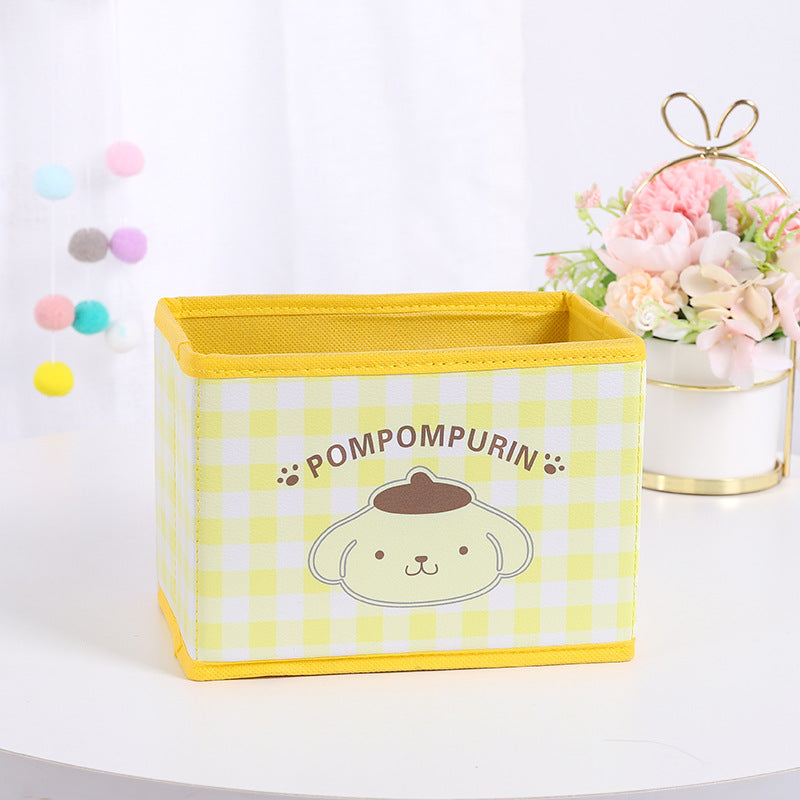 Cute Cartoon Foldable Storage Box, Sweet Desktop Organizer for Cosmetics, Students, Home & Desk