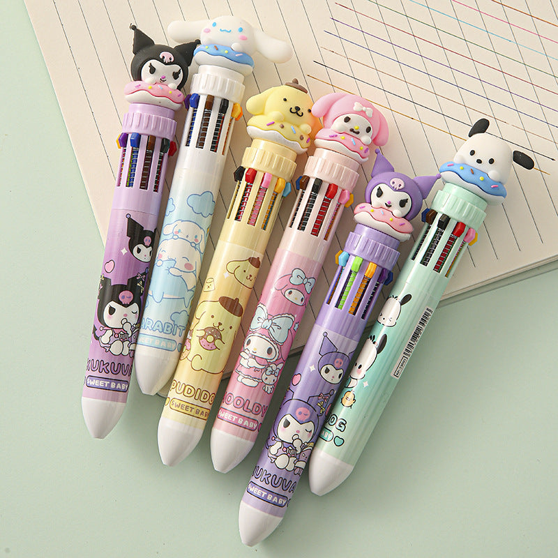 Sanr.io Cute Kawaii 10-Color Click Ballpoint Pen