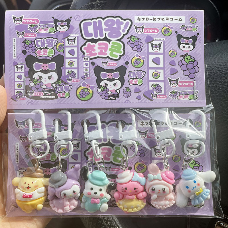 Cute Cartoon Resin Keychain Charms Set