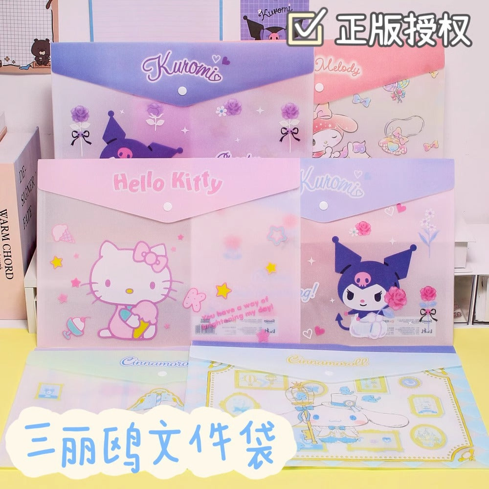 Sanri.o A4 Student Snap Button File Folder