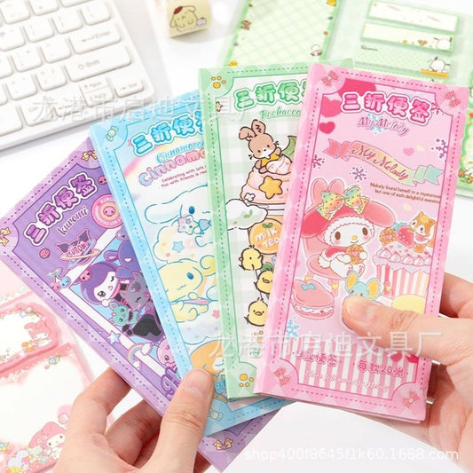 S.anrio Cute Tri-Fold Memo Pad for Journaling