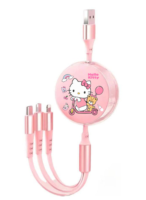 Cute Macaron 120W Retractable 3-in-1 Charging Cable