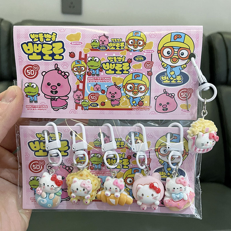 Cute Cartoon Resin Keychain Charms Set