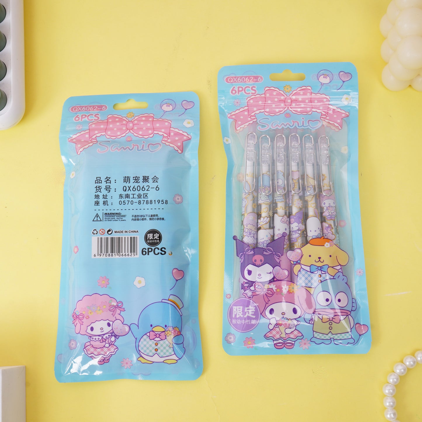 San.rio Cute Kawaii Gel Pens Set – 6 Pack