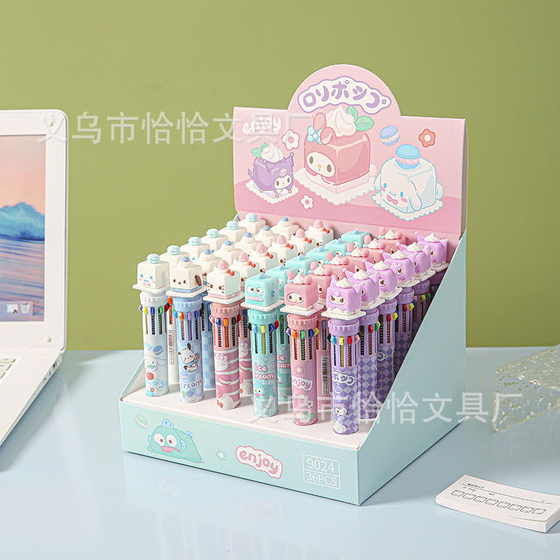 Sanr.io Cute Kawaii 10-Color Click Ballpoint Pen