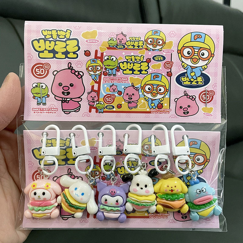Cute Cartoon Resin Keychain Charms Set