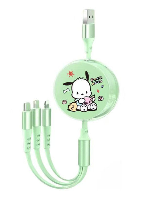 Cute Macaron 120W Retractable 3-in-1 Charging Cable