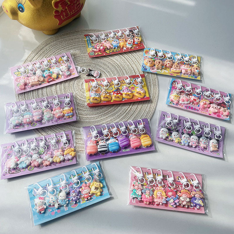 Cute Cartoon Resin Keychain Charms Set