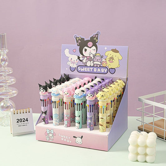 Sanr.io Cute Kawaii 10-Color Click Ballpoint Pen