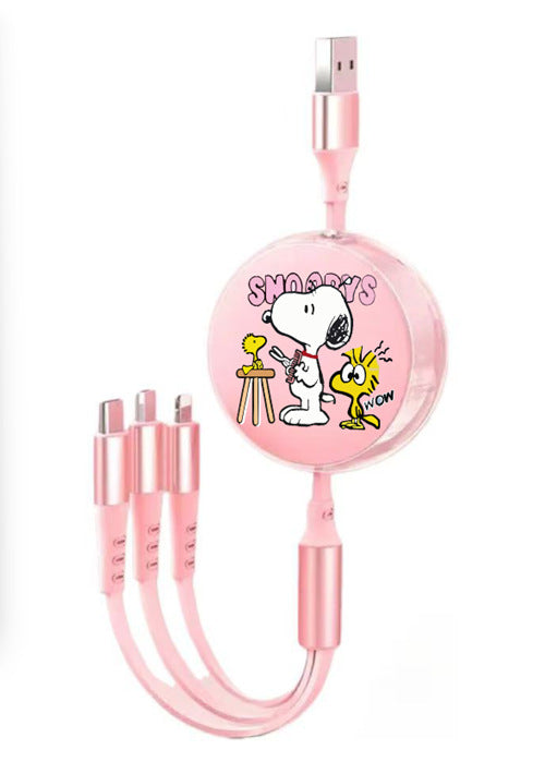 Cute Macaron 120W Retractable 3-in-1 Charging Cable