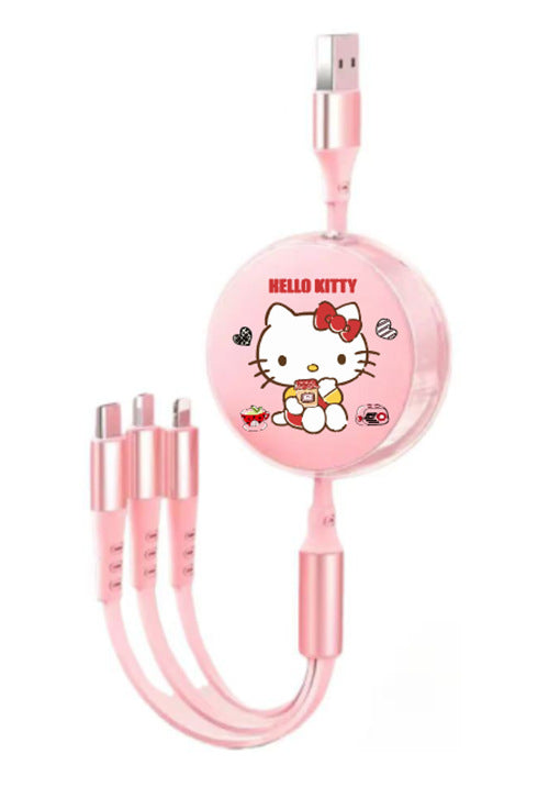 Cute Macaron 120W Retractable 3-in-1 Charging Cable
