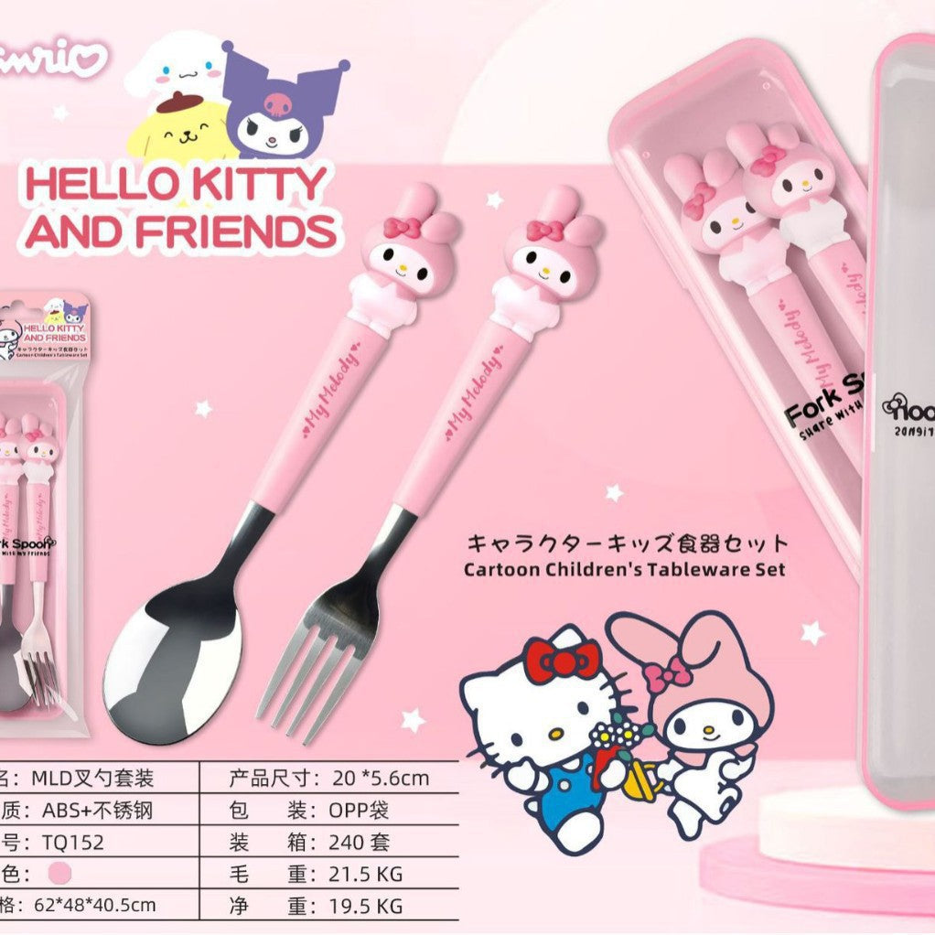 Sanri.o Portable Kids Stainless Steel Utensil Set