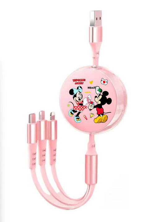 Cute Macaron 120W Retractable 3-in-1 Charging Cable