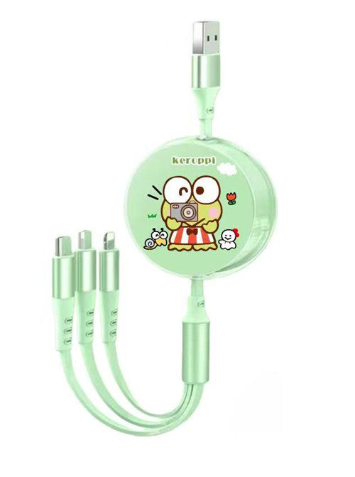 Cute Macaron 120W Retractable 3-in-1 Charging Cable