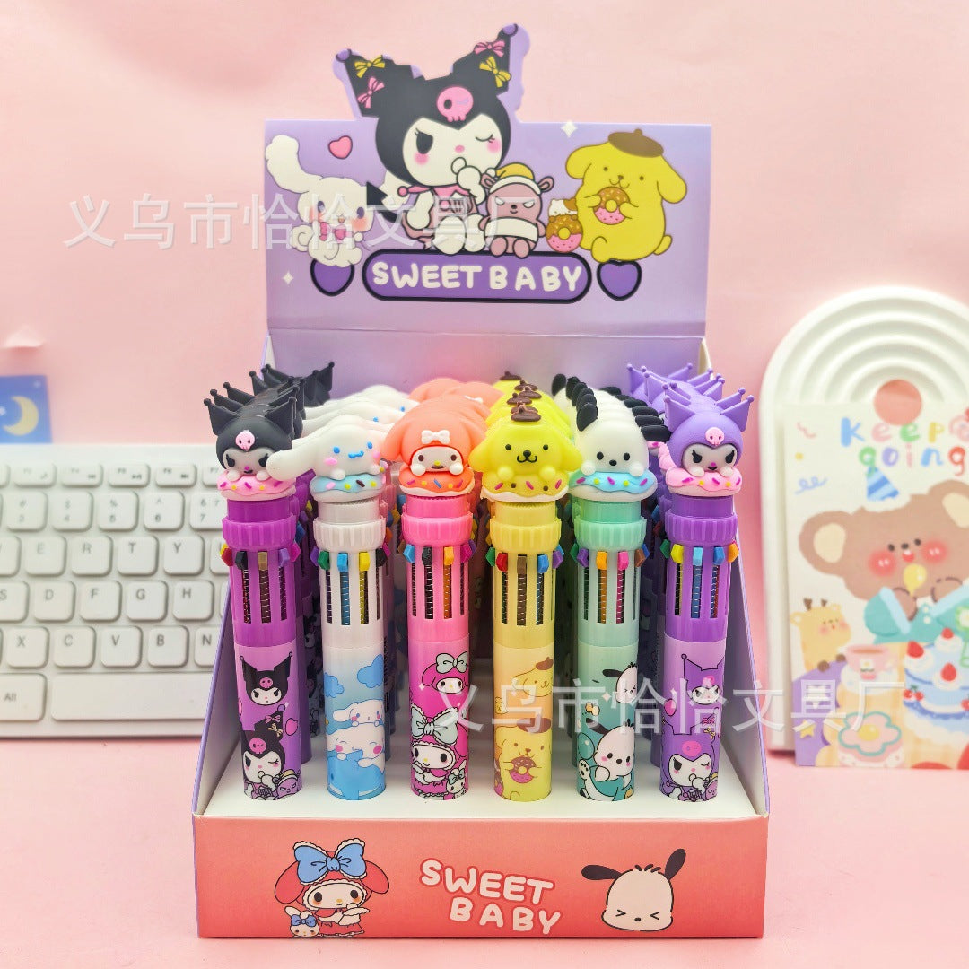Sanr.io Cute Kawaii 10-Color Click Ballpoint Pen