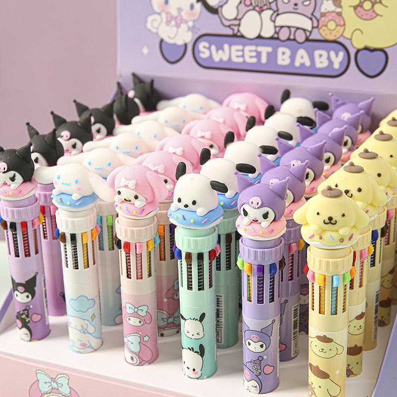 Sanr.io Cute Kawaii 10-Color Click Ballpoint Pen