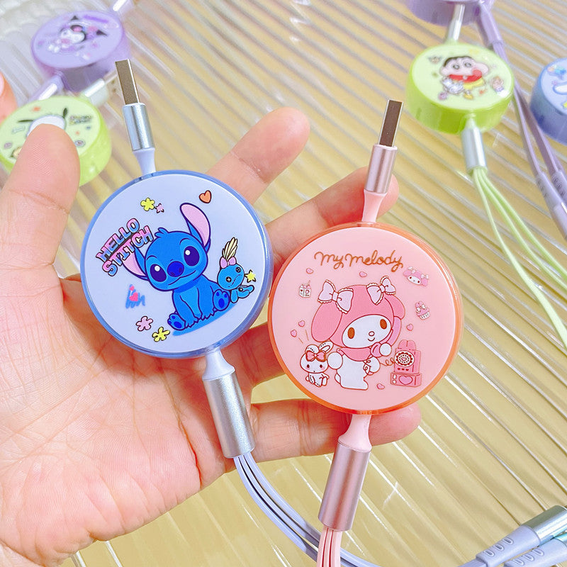 Cute Macaron 120W Retractable 3-in-1 Charging Cable