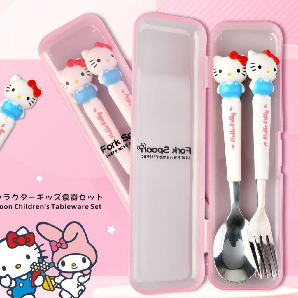 Sanri.o Portable Kids Stainless Steel Utensil Set