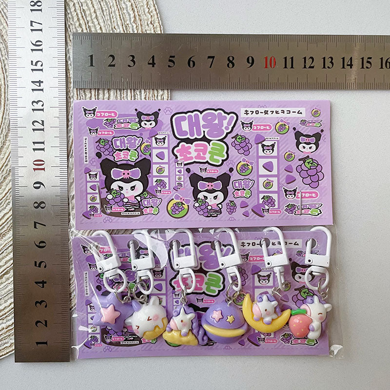 Cute Cartoon Resin Keychain Charms Set