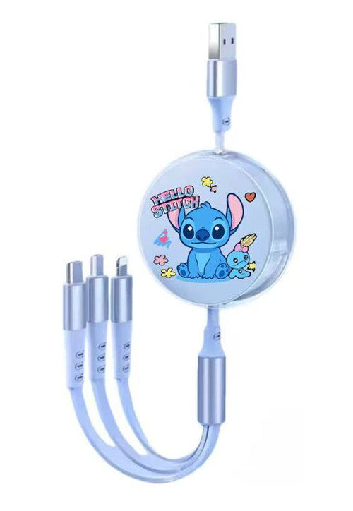 Cute Macaron 120W Retractable 3-in-1 Charging Cable