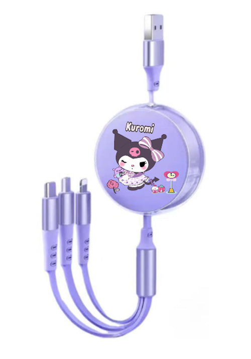 Cute Macaron 120W Retractable 3-in-1 Charging Cable
