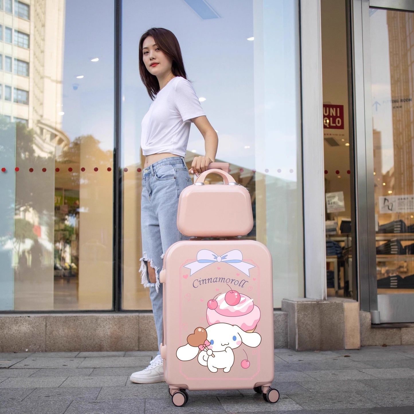 Sanri.o Cinnamor.oll Cute Cartoon 18-Inch Carry-On Suitcase