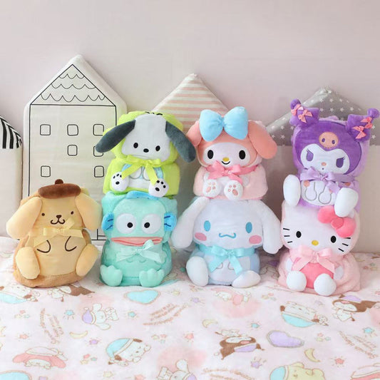 Sanr.io Cute Embroidered Roll-Up Throw Blanket