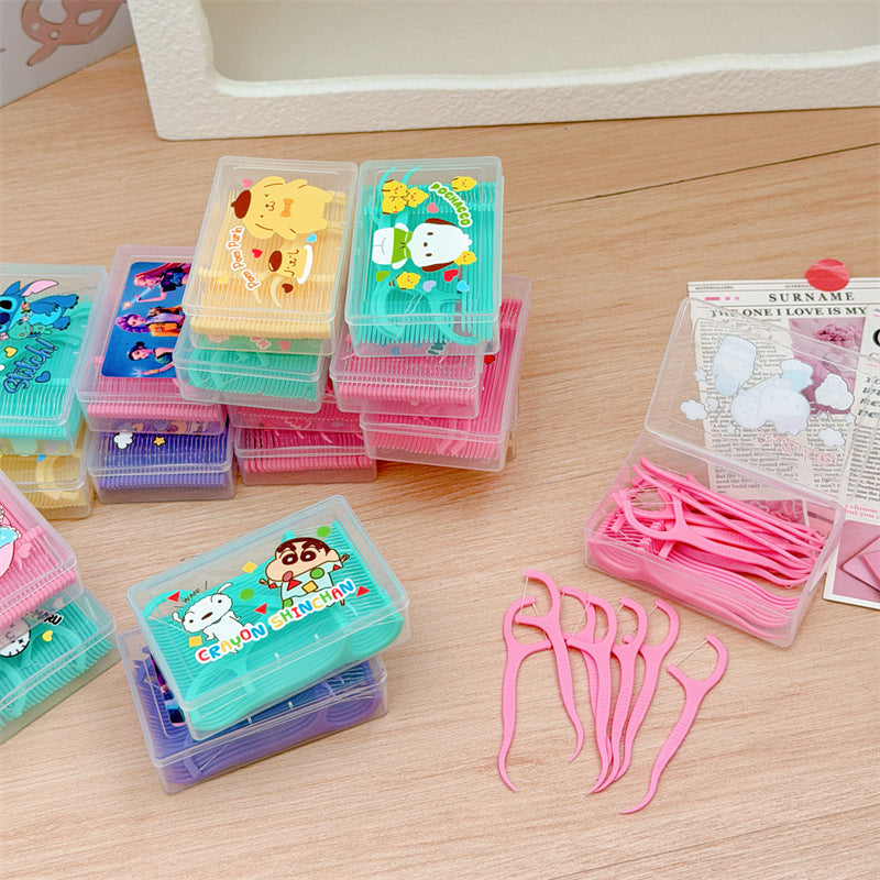 Sanri.o  Cute Cartoon Dental Floss Picks with Portable Case