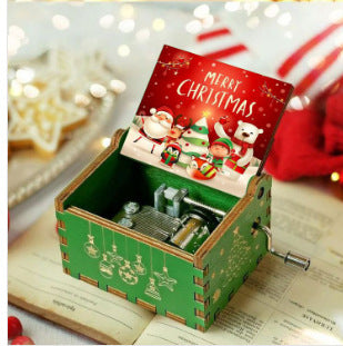 Wooden Christmas Tree Hand-Crank Music Box