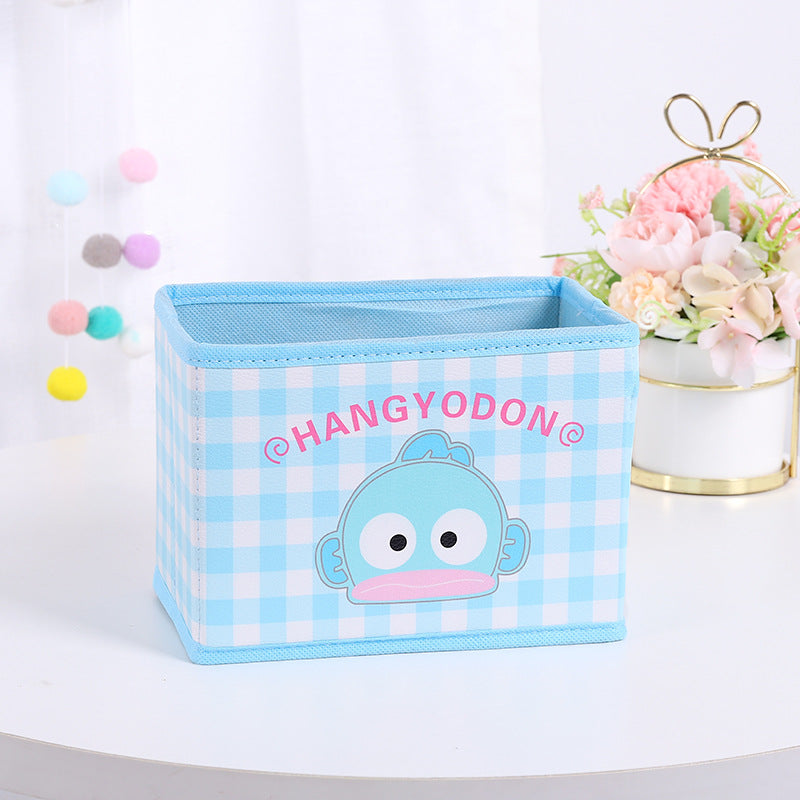 Cute Cartoon Foldable Storage Box, Sweet Desktop Organizer for Cosmetics, Students, Home & Desk