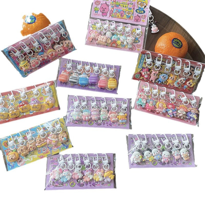 Cute Cartoon Resin Keychain Charms Set