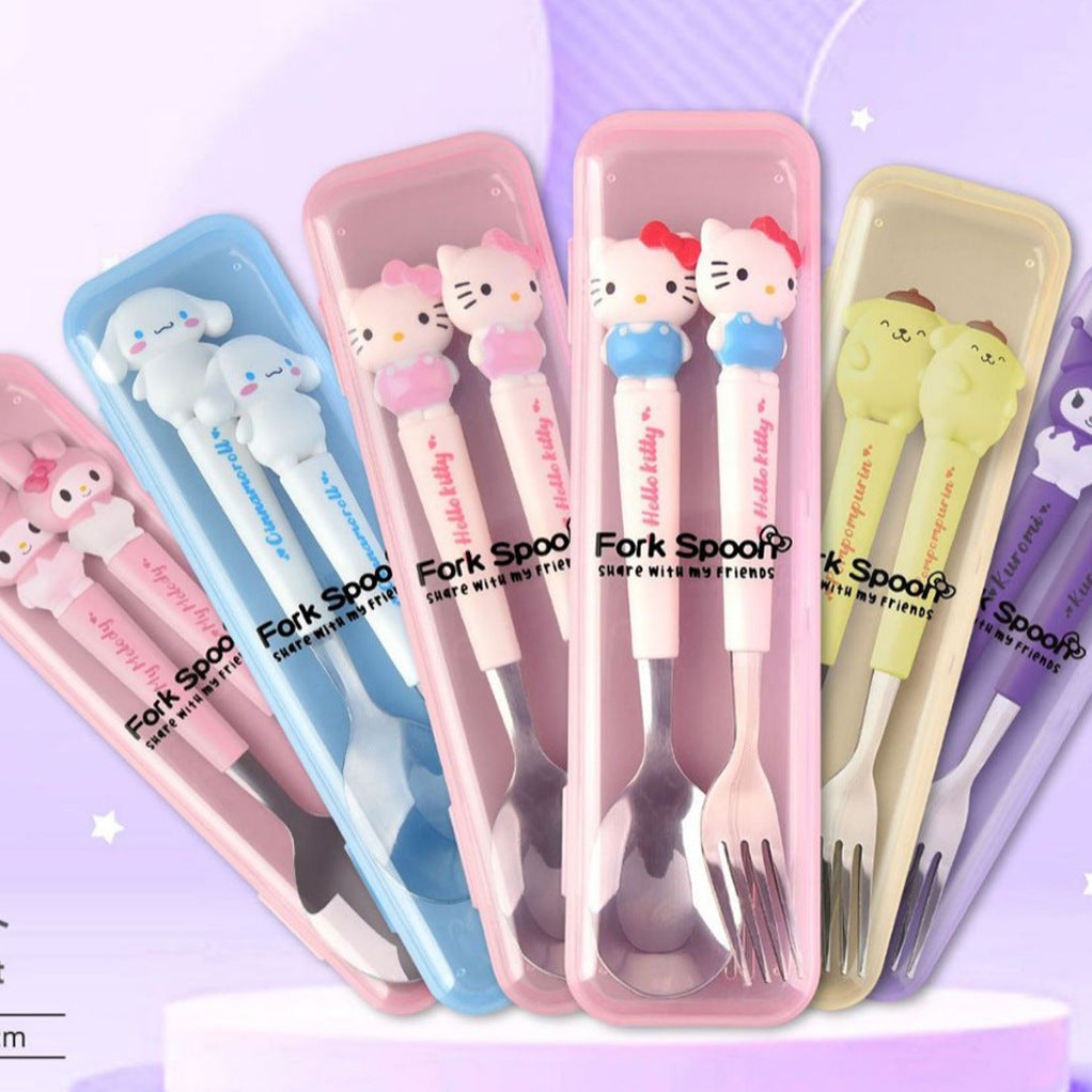 Sanri.o Portable Kids Stainless Steel Utensil Set